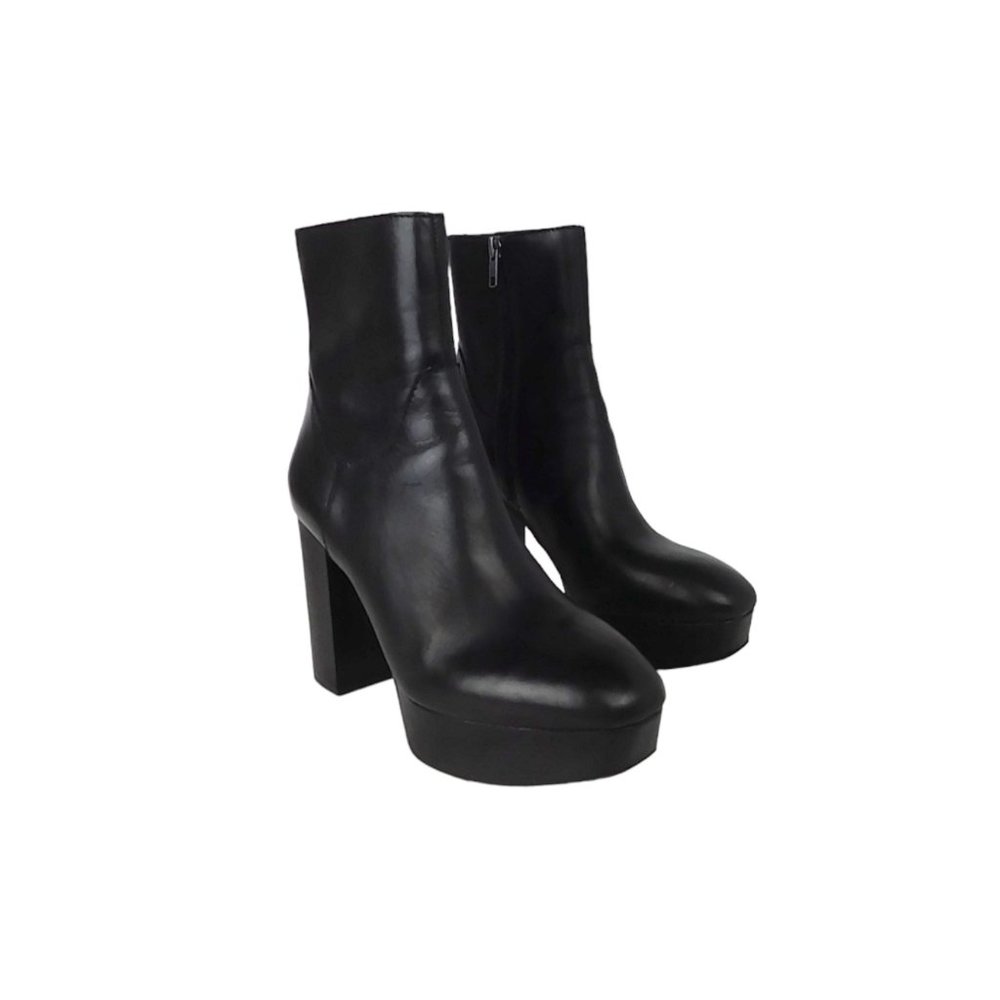 Ash Amazon Double Platform Black Leather Bootie size 36